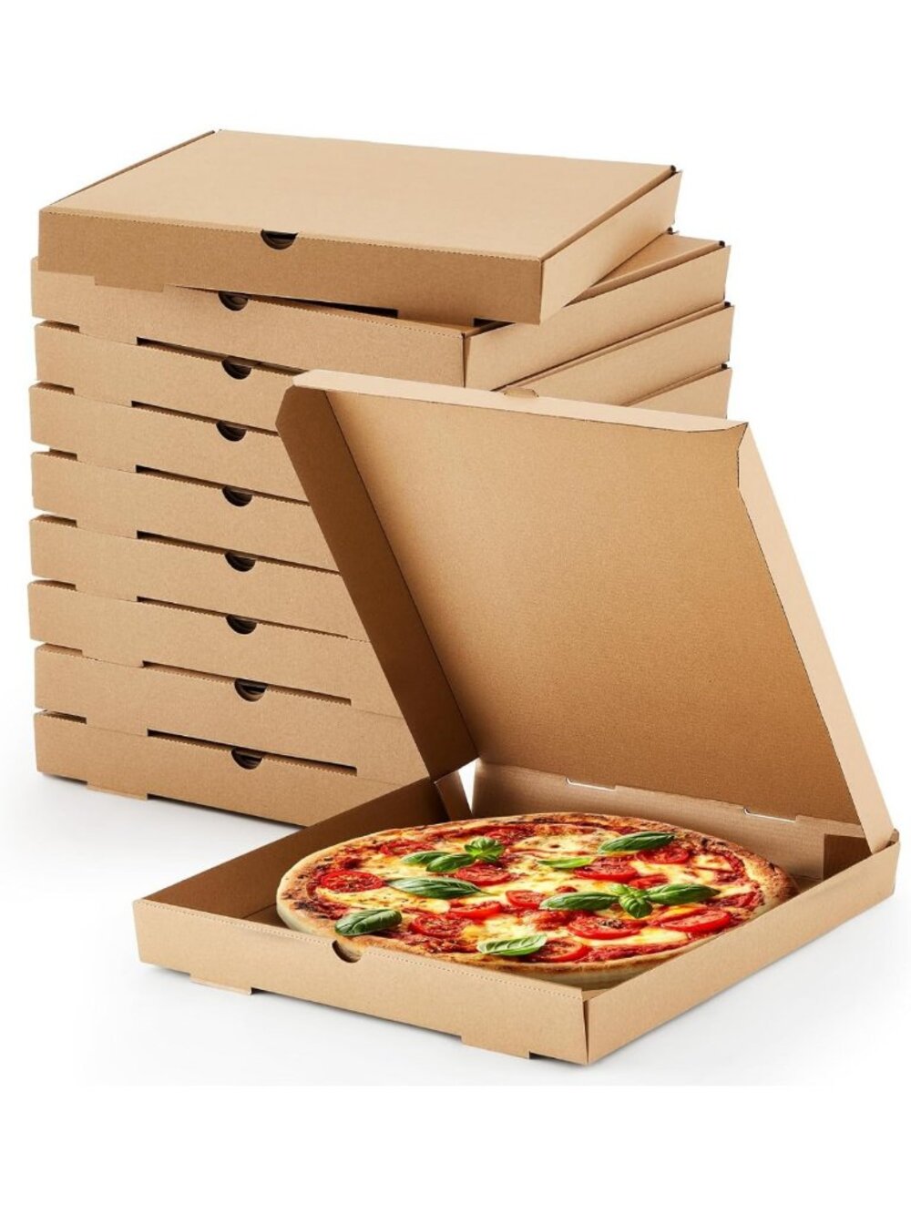 10 Pcs 18" Brown Pizza Boxes - Grease Resistant Takeout Containers for Cakes